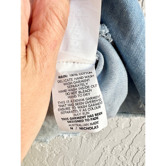 N/Nicholas Sleeveless V-Neck Raw Edge Open Back Denim Top Blue Women's Size US 0 - Picture 8 of 9